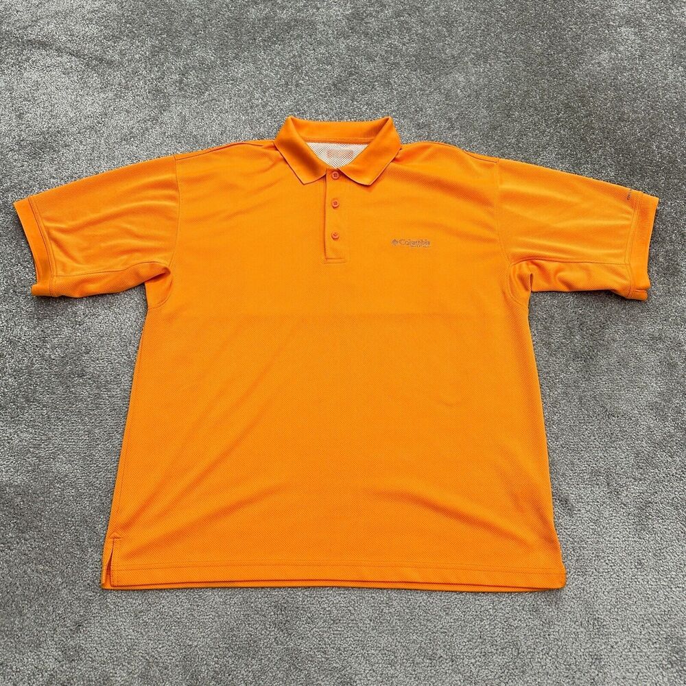 Columbia PFG Omni Shade Perfect Cast Polo Shirt Mens Orange Short Sleeve Fishing